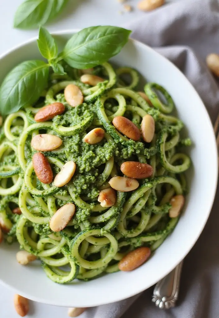 28 Whole Food Vegetarian Recipes for Clean Eating - 2. Zucchini Noodles with Pesto