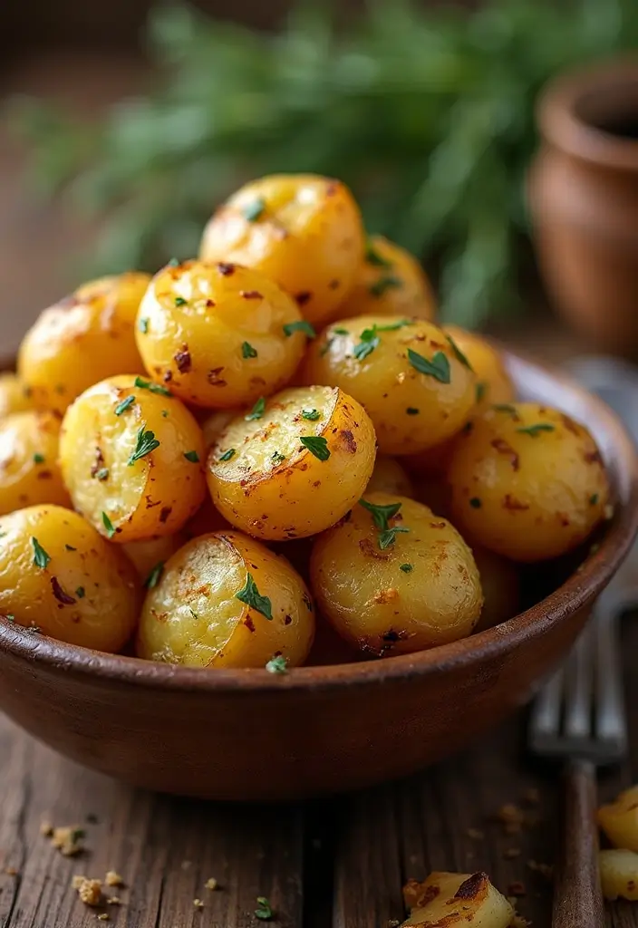 28 Whole Food Vegetarian Recipes for Clean Eating - 20. Garlic & Herb Roasted Potatoes