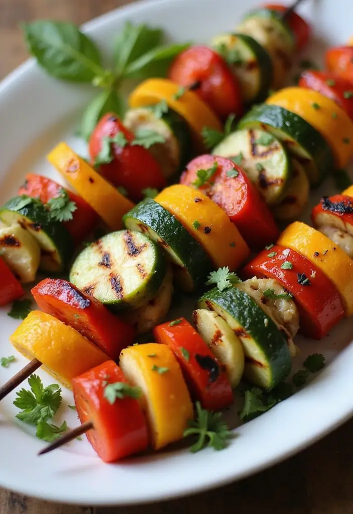 28 Whole Food Vegetarian Recipes for Clean Eating - 26. Grilled Vegetable Skewers