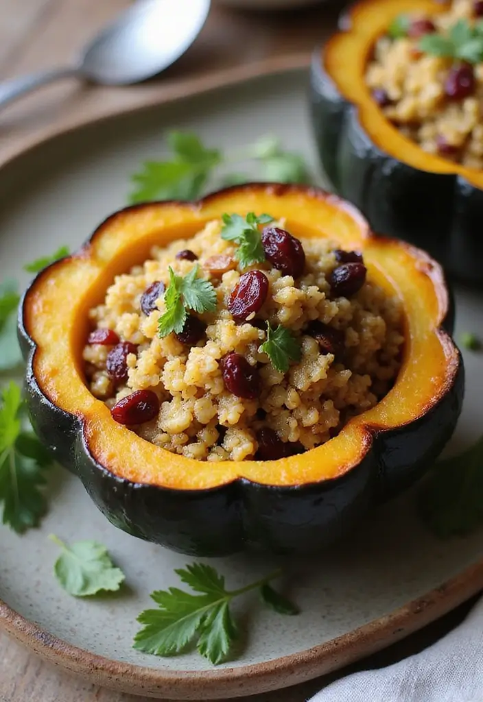 28 Whole Food Vegetarian Recipes for Clean Eating - 28. Vegan Stuffed Acorn Squash
