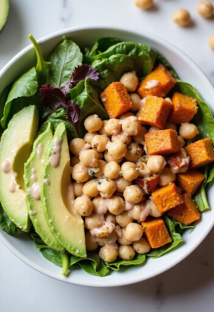 28 Whole Food Vegetarian Recipes for Clean Eating - 3. Sweet Potato & Chickpea Buddha Bowl
