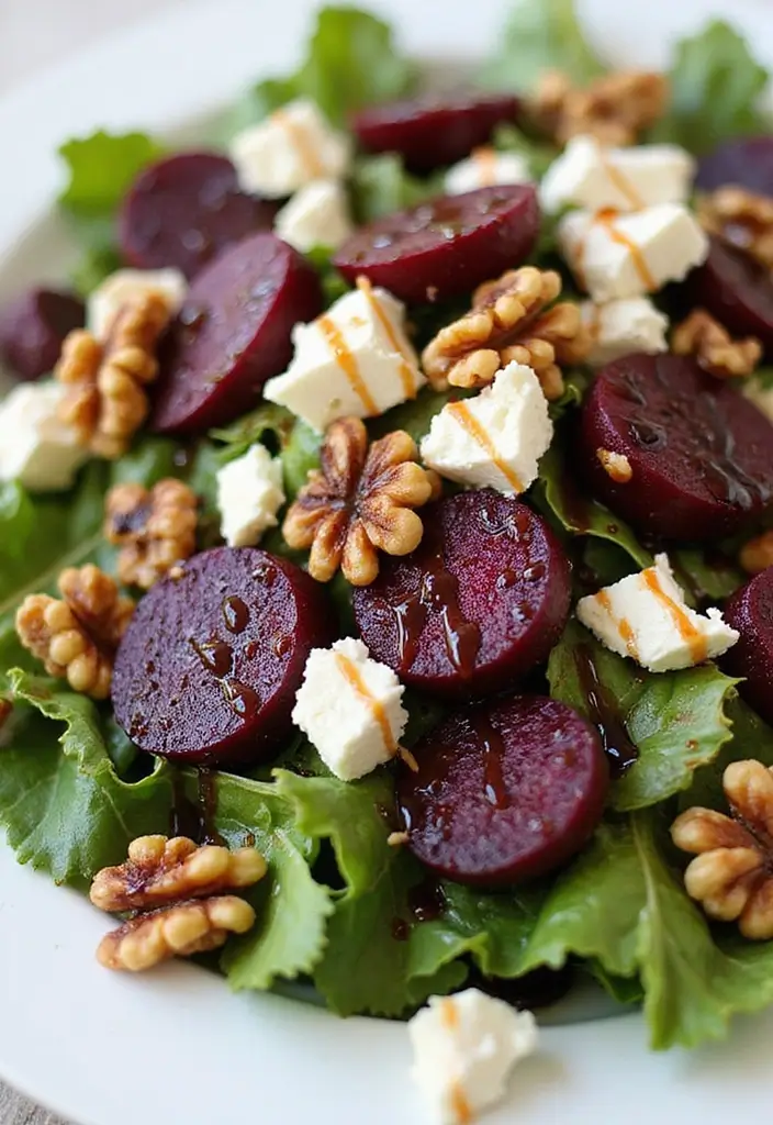 28 Whole Food Vegetarian Recipes for Clean Eating - 8. Beet & Goat Cheese Salad