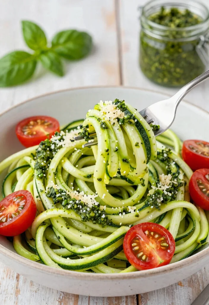 10 Easy Keto Lunch Recipes for Quick Low Carb Meals - 1. Zucchini Noodles with Pesto and Cherry Tomatoes 1