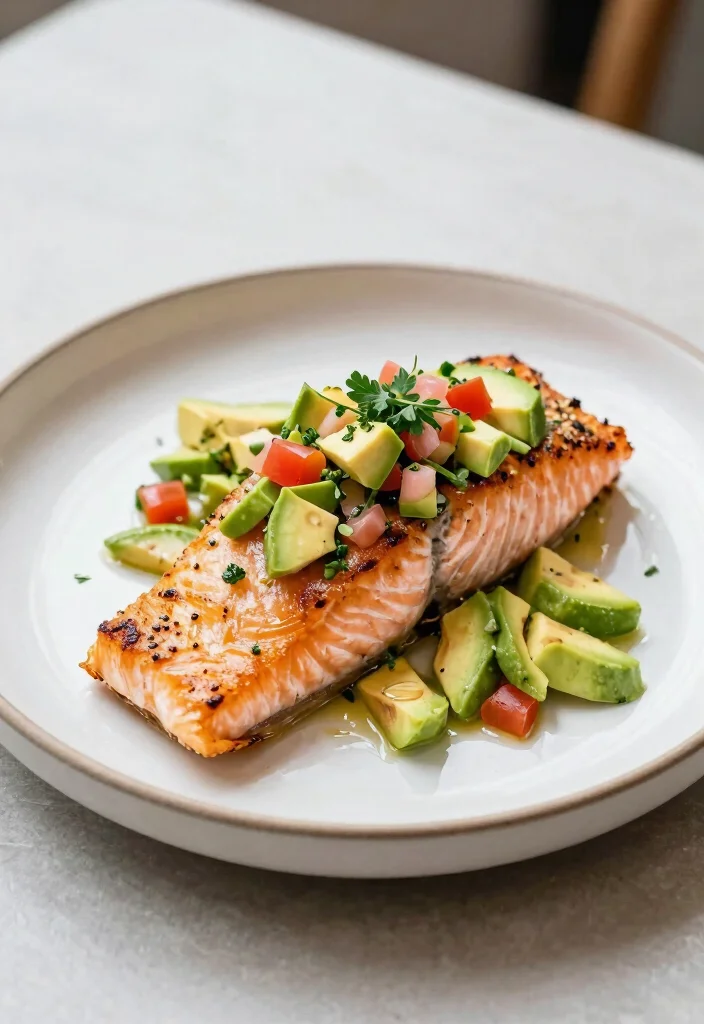 10 Fertility Friendly Dinner Recipes with Nourishing Ingredients - 8. Baked Salmon with Avocado Salsa 1