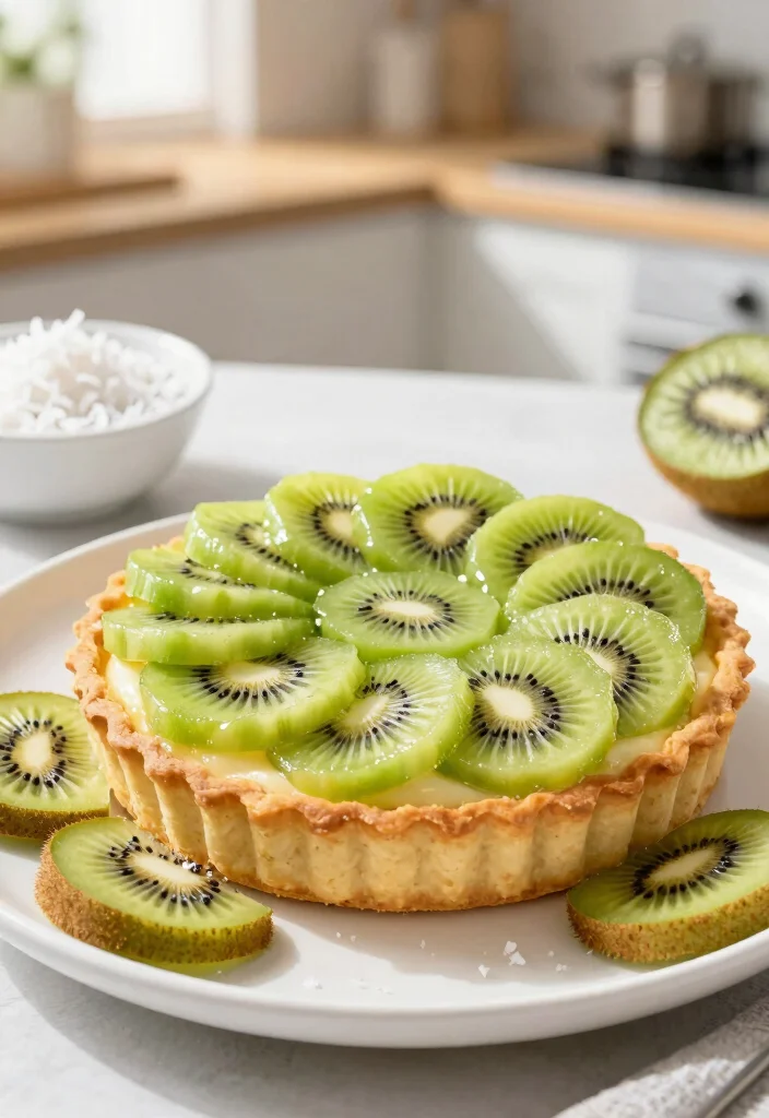 10 Kiwi Dessert Recipes with Bright Fruity Flavor - 1. Creamy Kiwi Coconut Tart 1