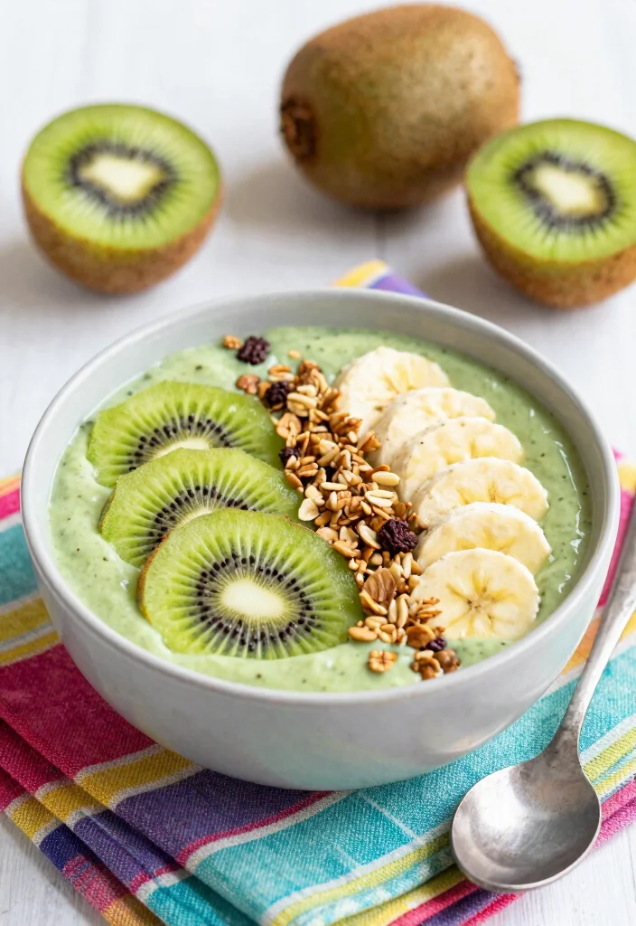 10 Kiwi Dessert Recipes with Bright Fruity Flavor - 8. Kiwi Banana Smoothie Bowl 1