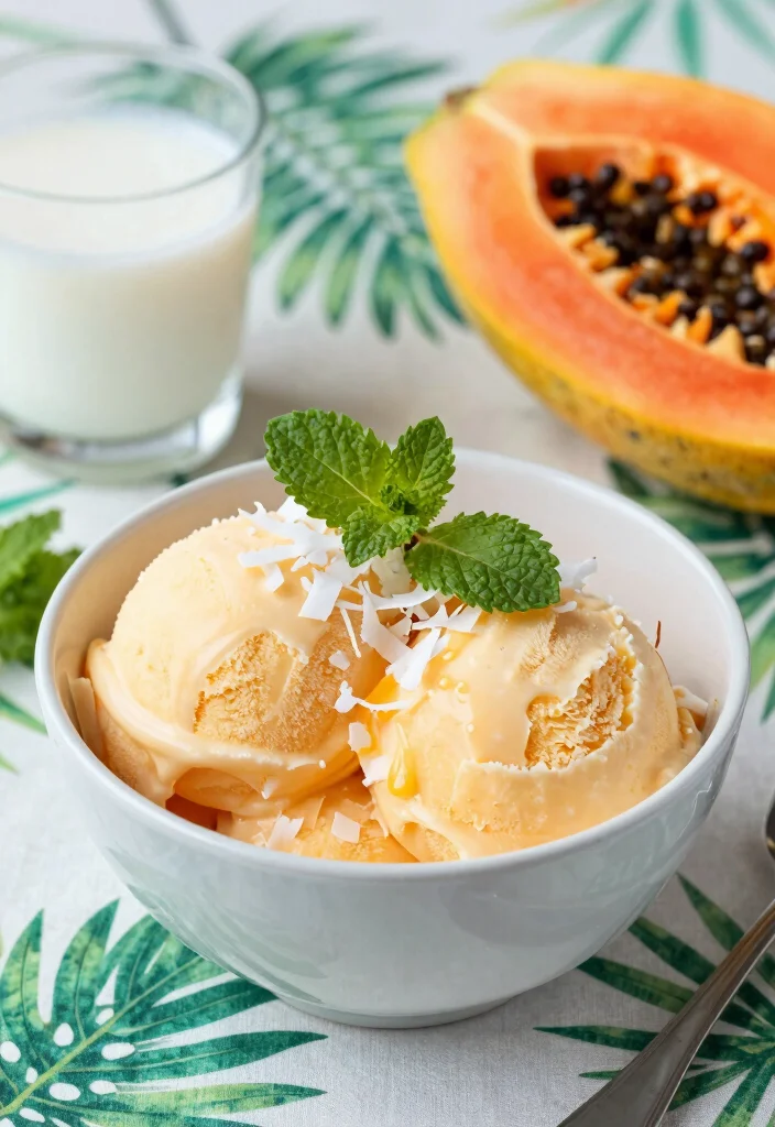 10 Papaya Dessert Recipes for Fresh Tropical Sweets - 1. Creamy Papaya Coconut Sorbet 1