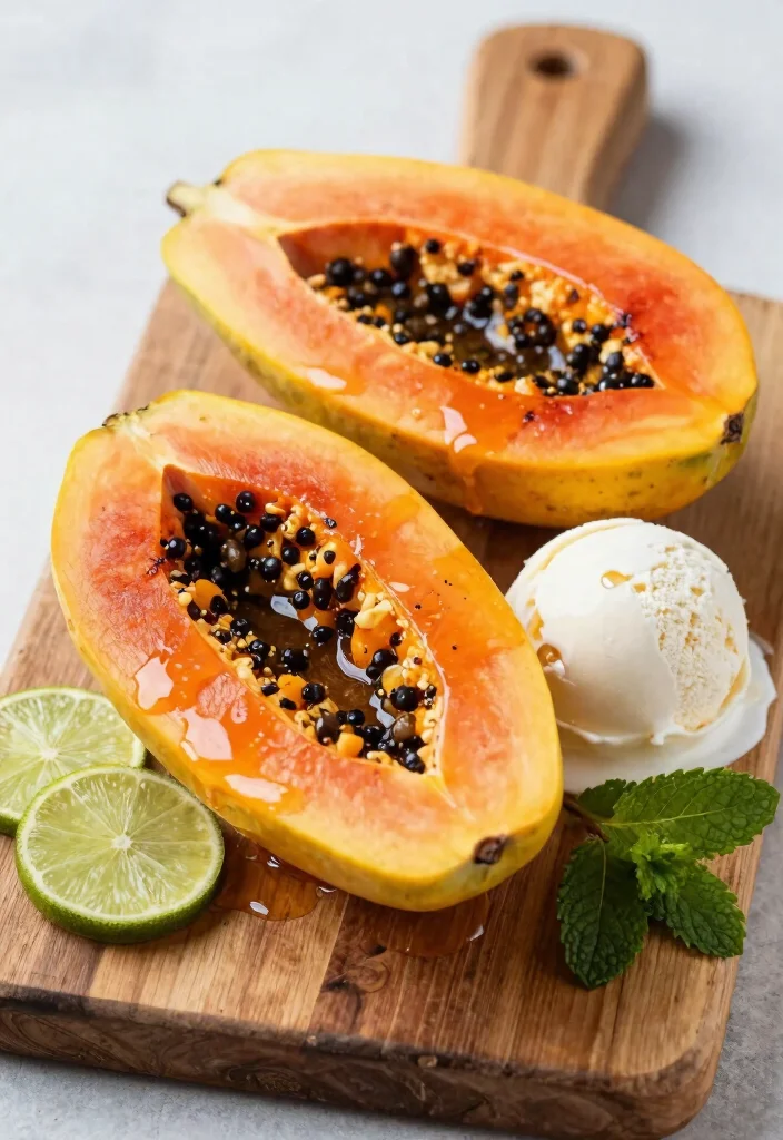 10 Papaya Dessert Recipes for Fresh Tropical Sweets - 8. Grilled Papaya with Honey Lime Drizzle 1