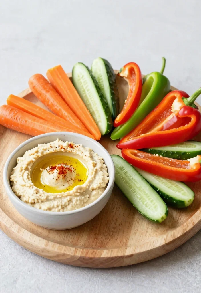 12 Easy Healthy Snack Recipes for Busy Days - 2. Veggie Sticks with Hummus 1