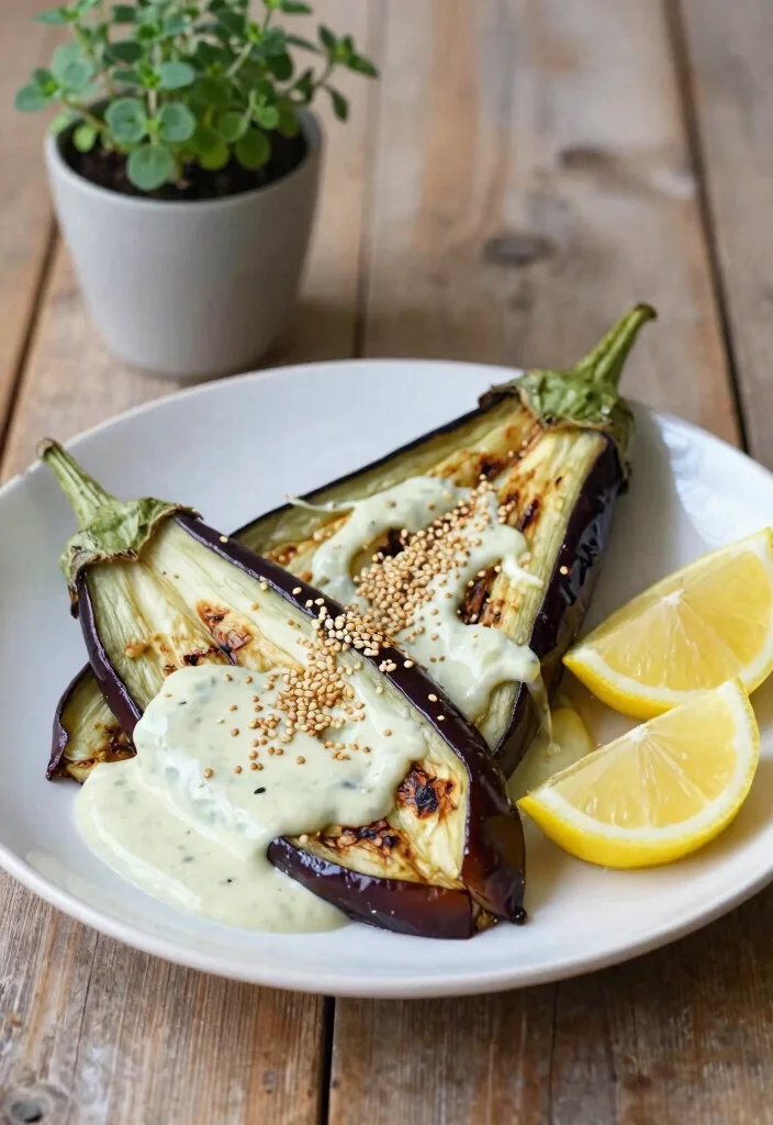 12 Eggplant Dinner Recipes for Hearty Savory Dishes - 2. Grilled Eggplant with Tahini Sauce 1