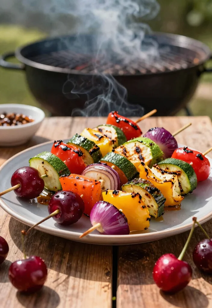 12 Healthy Cherry Recipes for Sweet and Savory Meals - 4. Grilled Cherry & Veggie Skewers 1