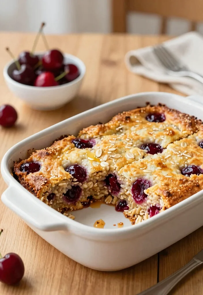 12 Healthy Cherry Recipes for Sweet and Savory Meals - 5. Cherry Oatmeal Bake 1
