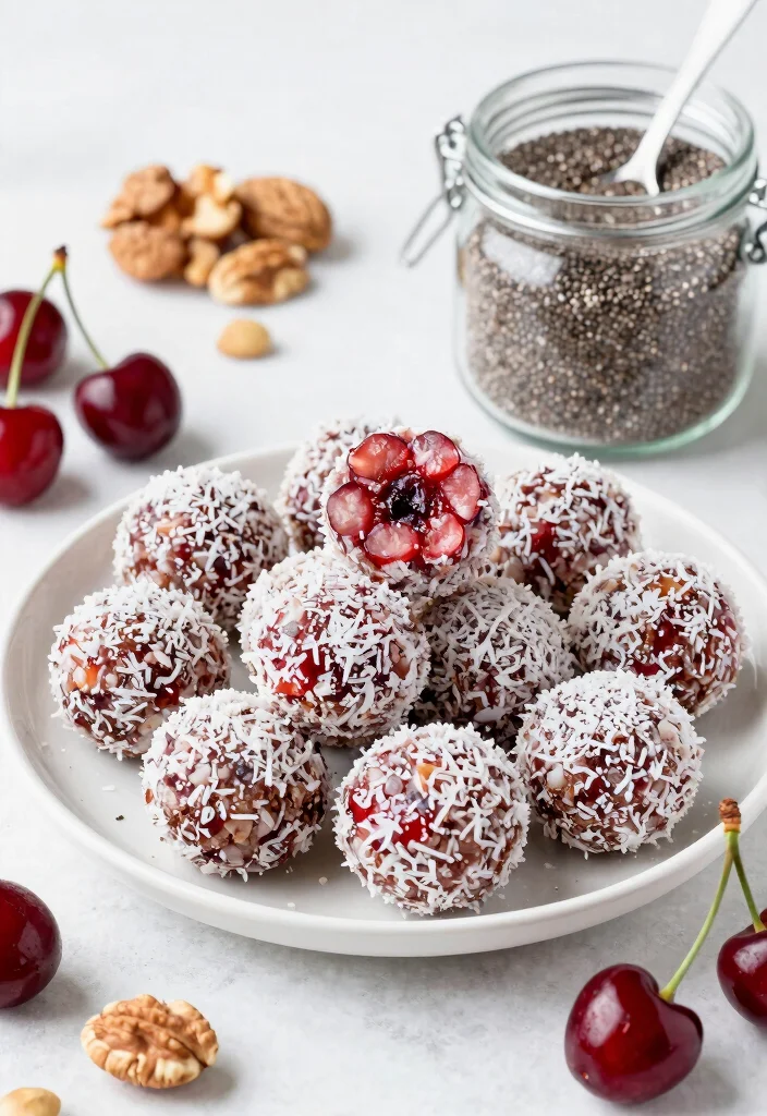 12 Healthy Cherry Recipes for Sweet and Savory Meals - 6. Cherry Coconut Energy Balls 1