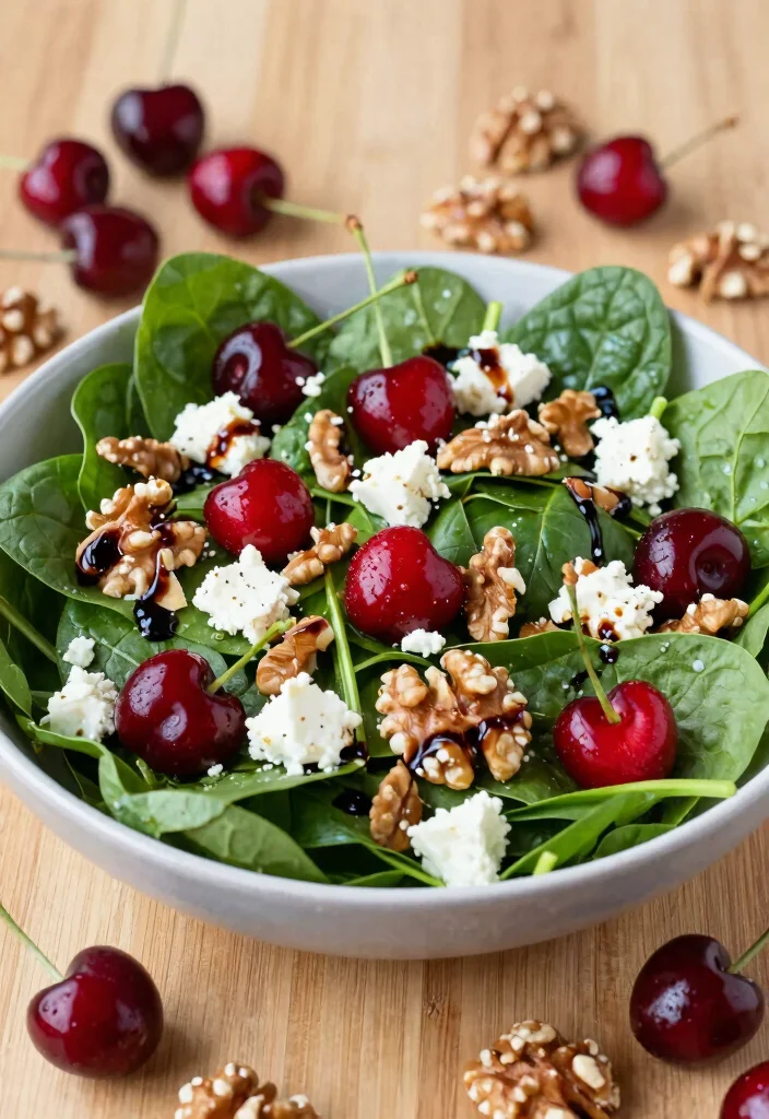 12 Healthy Cherry Recipes for Sweet and Savory Meals - 7. Cherry Salad with Spinach and Feta 1