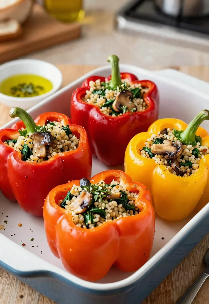 12 Healthy Mushroom Recipes for Simple Savory Dishes - 4. Mushroom Spinach Stuffed Peppers 1