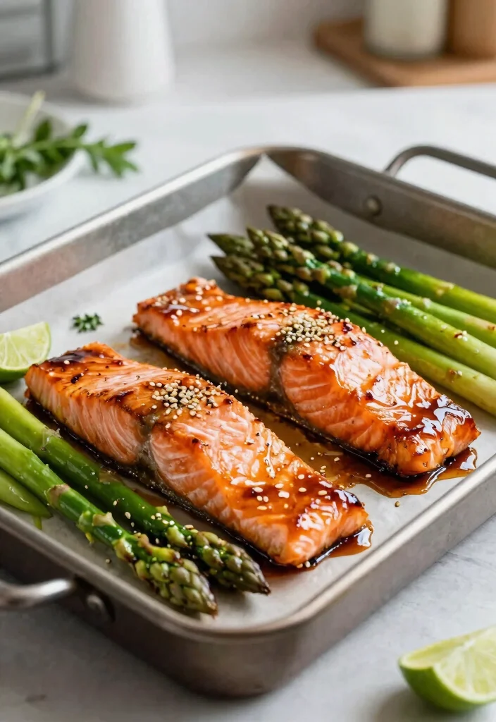 12 Healthy Sheet Pan Recipes for Easy Balanced Meals - 4. Teriyaki Salmon & Asparagus 1