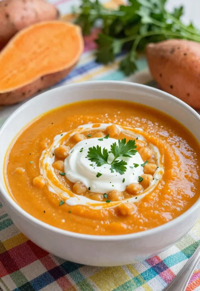 12 Healthy Soup Recipes for Light Nourishing Bowls - 10. Sweet Potato and Chickpea Soup 1