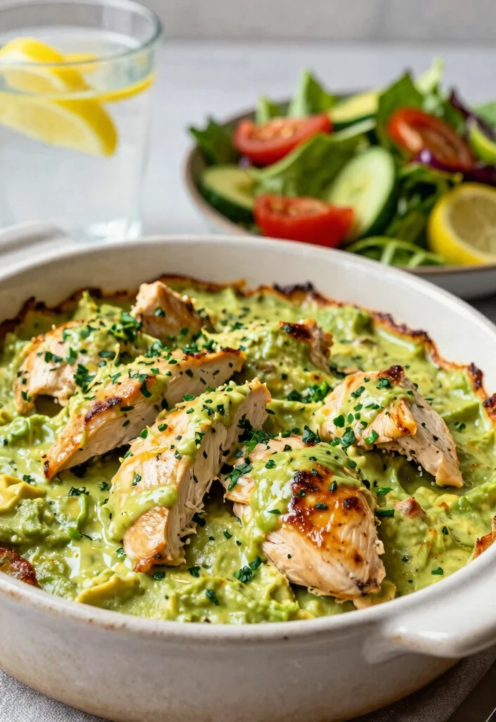 12 Sugar Free Dinner Recipes for Clean Comfort Eating - 1. Creamy Avocado Chicken Bake 1