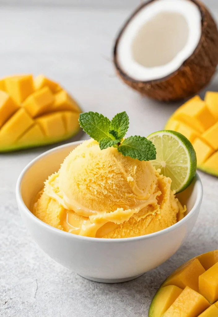 12 Vegetarian Dessert Recipes for Simple Sweet Comfort - 8. Mango Coconut Sorbet 1
