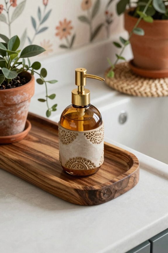 10 Stylish Kitchen Soap Dispenser Ideas to Elevate Your Sink Area 2 boho amber glass juxtaposition