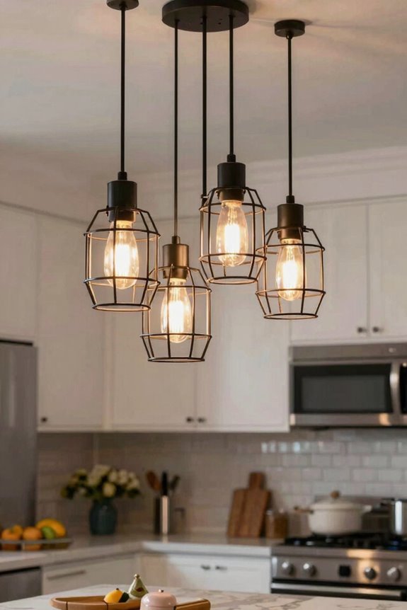 10 Kitchen Lighting Ideas to Brighten Your Space 3 bold chandeliers cage lights focal points