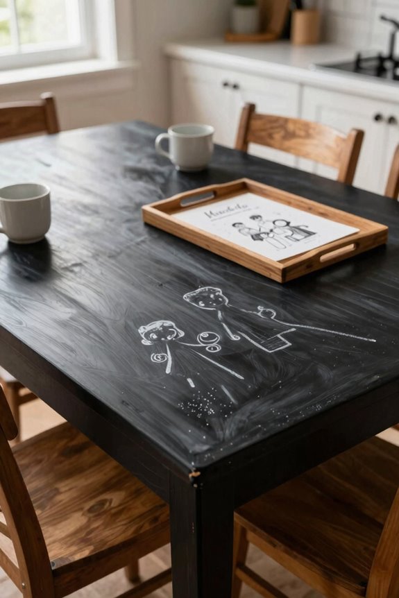 10 Painted Kitchen Table Ideas to Transform Your Space 3 chalkboard table for family