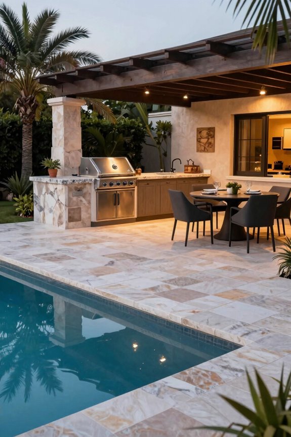 Pool and Outdoor Kitchen Layout Ideas to Maximize Your Backyard 4 close knit dining and cooking flow