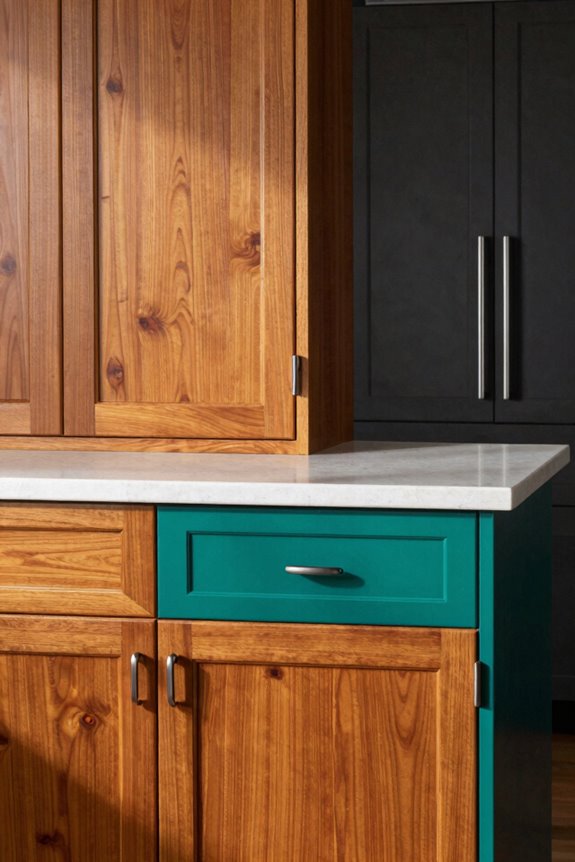 Color Scheme Ideas for Maple Kitchen Cabinets 4 deep navy with maple warmth
