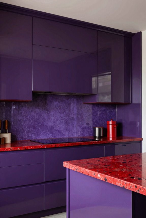 10 Purple Kitchen Ideas to Transform Your Space 8 deep purple with red accents