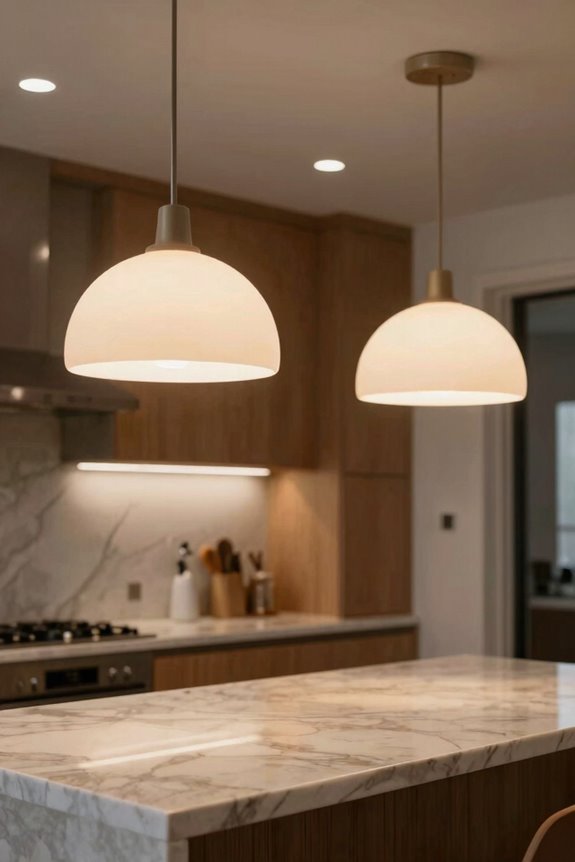 10 Kitchen Lighting Ideas to Brighten Your Space 7 dome pendants reduce glare effectively