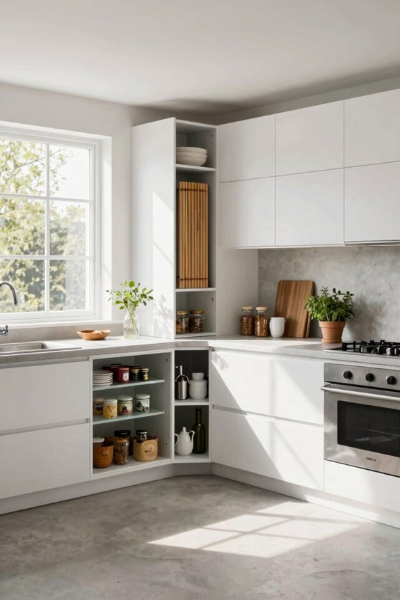 hidden open kitchen storage solutions