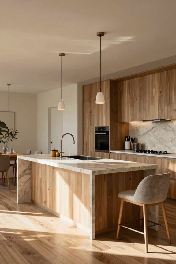 island hub pendant lighting seating hidden storage