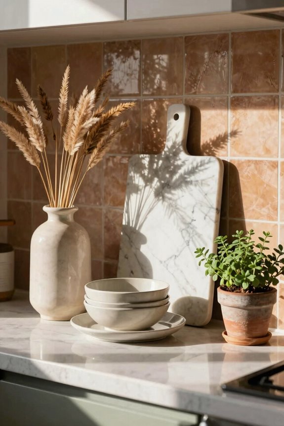 5 Kitchen Counter Decor Ideas to Transform Your Space 4 layered height mixed textures