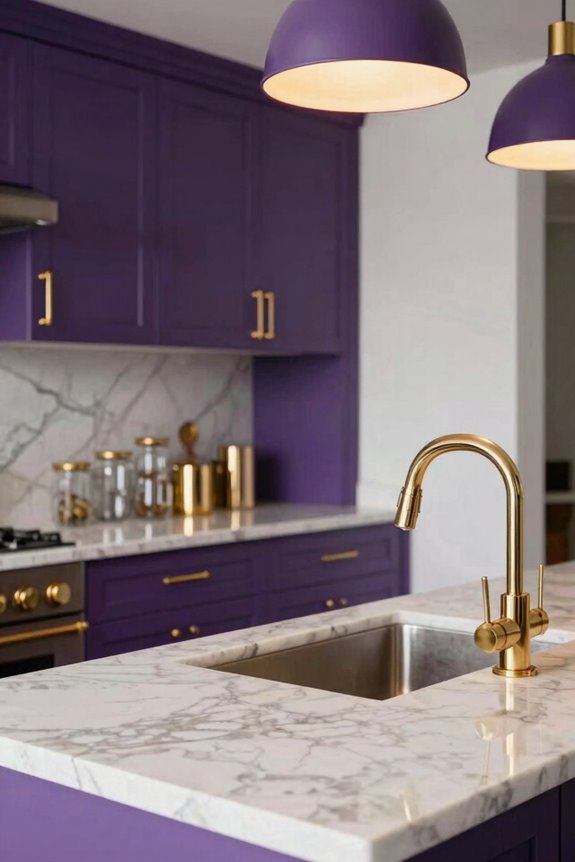 10 Purple Kitchen Ideas to Transform Your Space 5 luxurious purple and gold enclave
