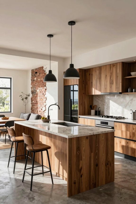 open concept kitchen with island