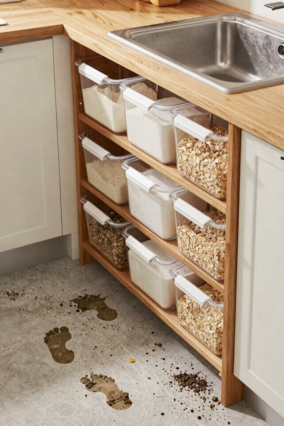 5 Muddy Kitchen Ideas to Keep Your Home Clean 2 open storage labeled bins child friendly organization