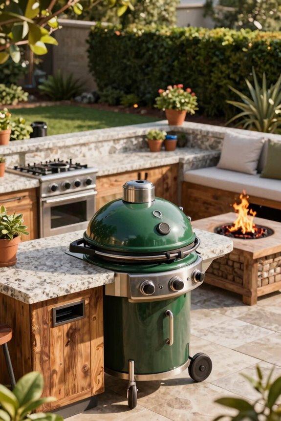 Green Egg Outdoor Kitchen Ideas for Your Dream Space 2 outdoor egg pedestal drop in built in