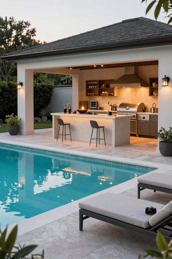 Pool and Outdoor Kitchen Layout Ideas to Maximize Your Backyard 2 outdoor kitchen with poolside supervision