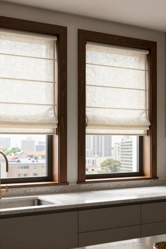 Modern Kitchen Window Treatment Ideas That Work 5 roman shades or shutters for kitchens qyvza