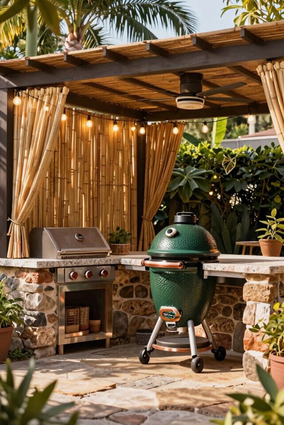 Green Egg Outdoor Kitchen Ideas for Your Dream Space 7 shade light ventilation for outdoor kitchen