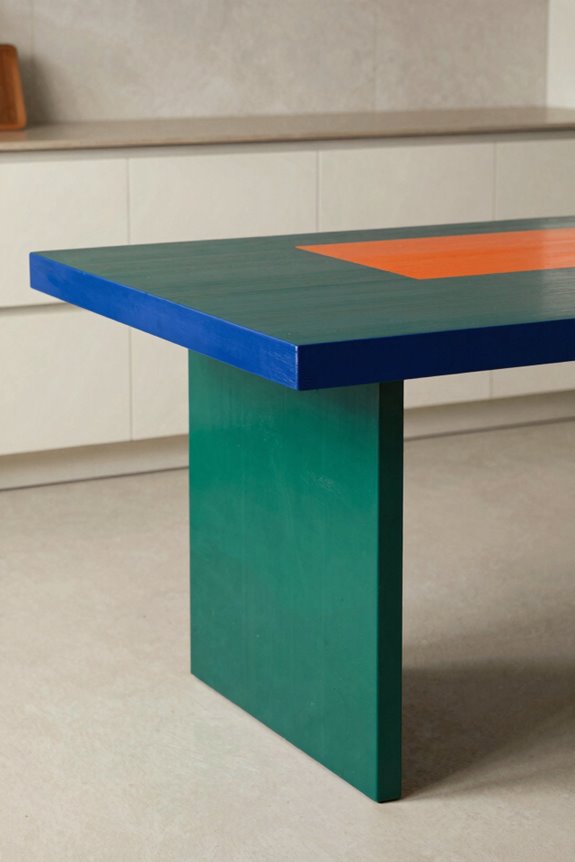 10 Painted Kitchen Table Ideas to Transform Your Space 1 single tone bold durable finish