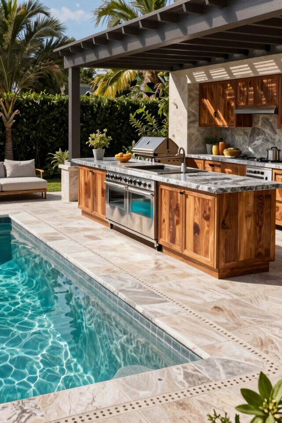 Pool and Outdoor Kitchen Layout Ideas to Maximize Your Backyard 6 stainless steel sealed surfaces endure