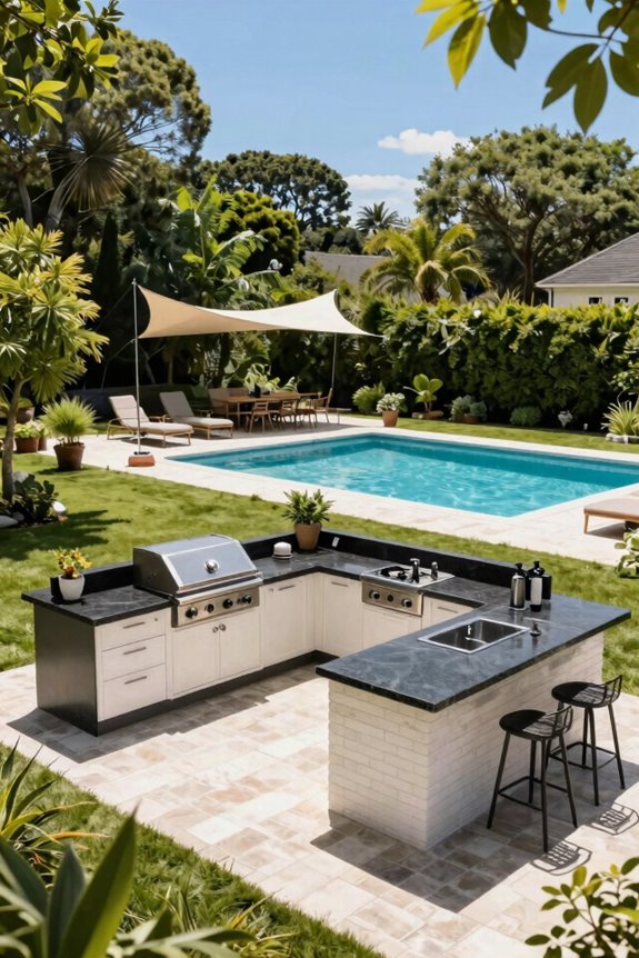 Pool and Outdoor Kitchen Layout Ideas to Maximize Your Backyard 1 three outdoor kitchen layouts u shape l shape straight run