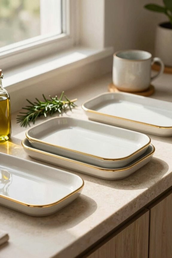 5 Kitchen Counter Decor Ideas to Transform Your Space 3 trays organize kitchen essentials beautifully