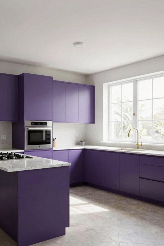 10 Purple Kitchen Ideas to Transform Your Space 4 two tone purple cabinets brighten space