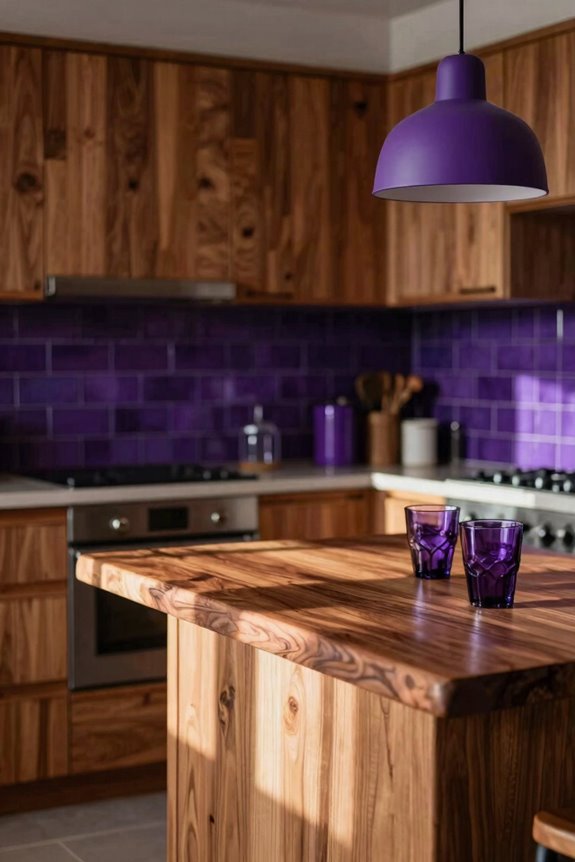 10 Purple Kitchen Ideas to Transform Your Space 9 walnut and aubergine elegance