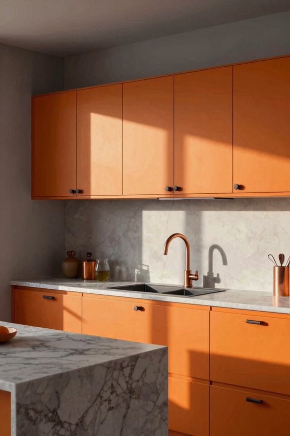 7 Orange Kitchen Design Styles That Transform Your Space 4 warm orange cool gray harmony